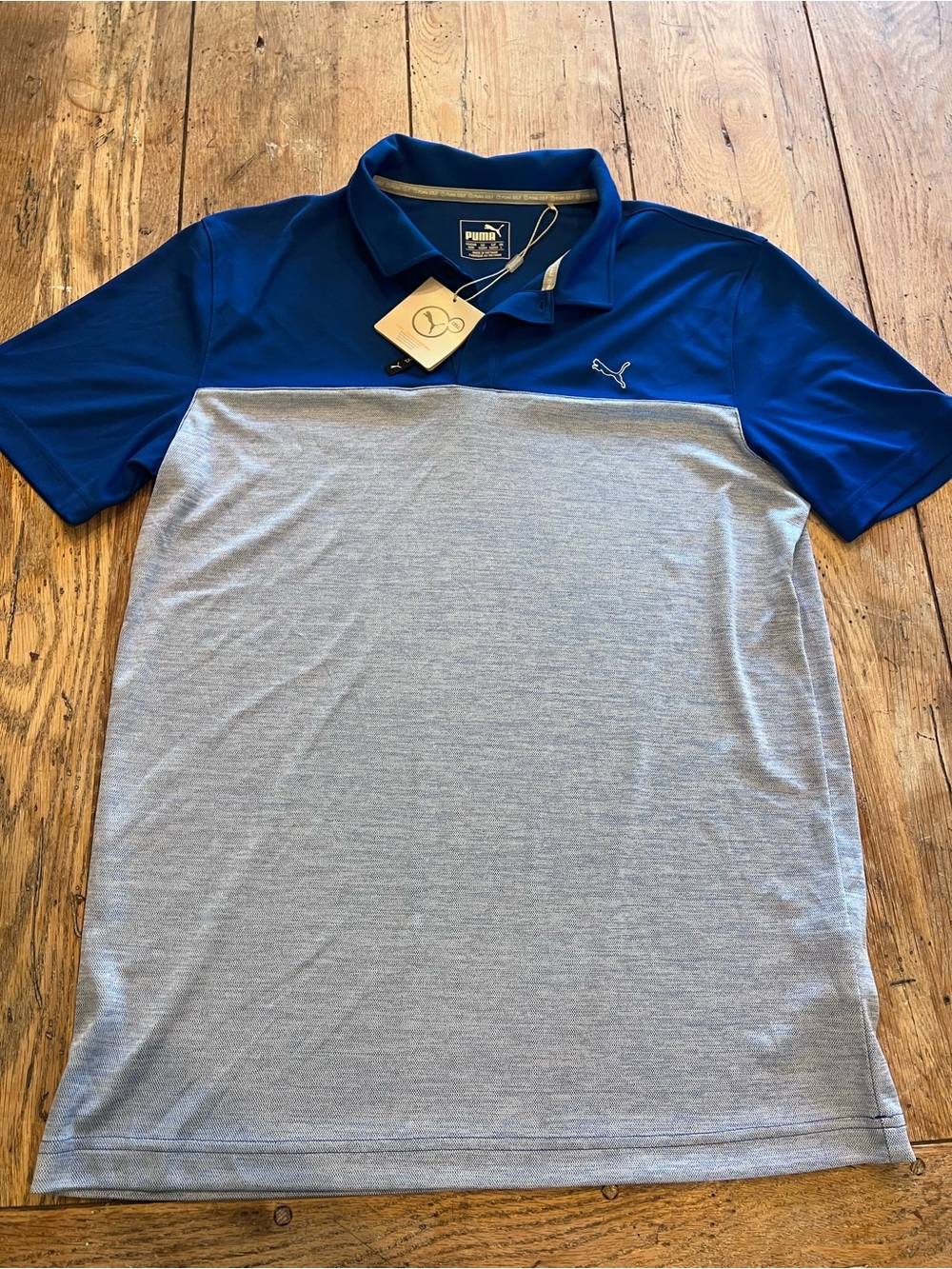 Puma Men’s Royal Blue and Light Gray Colorblock Polo